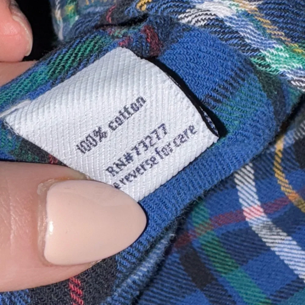 Croft & Barrow Blue Plaid Button Down Shirt Long Sleeve Size Medium Like New